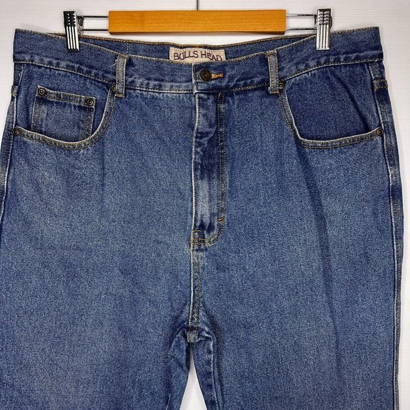 Bulls Head Junkyard Jeans Mens Straight Blue Denim Cotton size W38 - Picture 3 of 7